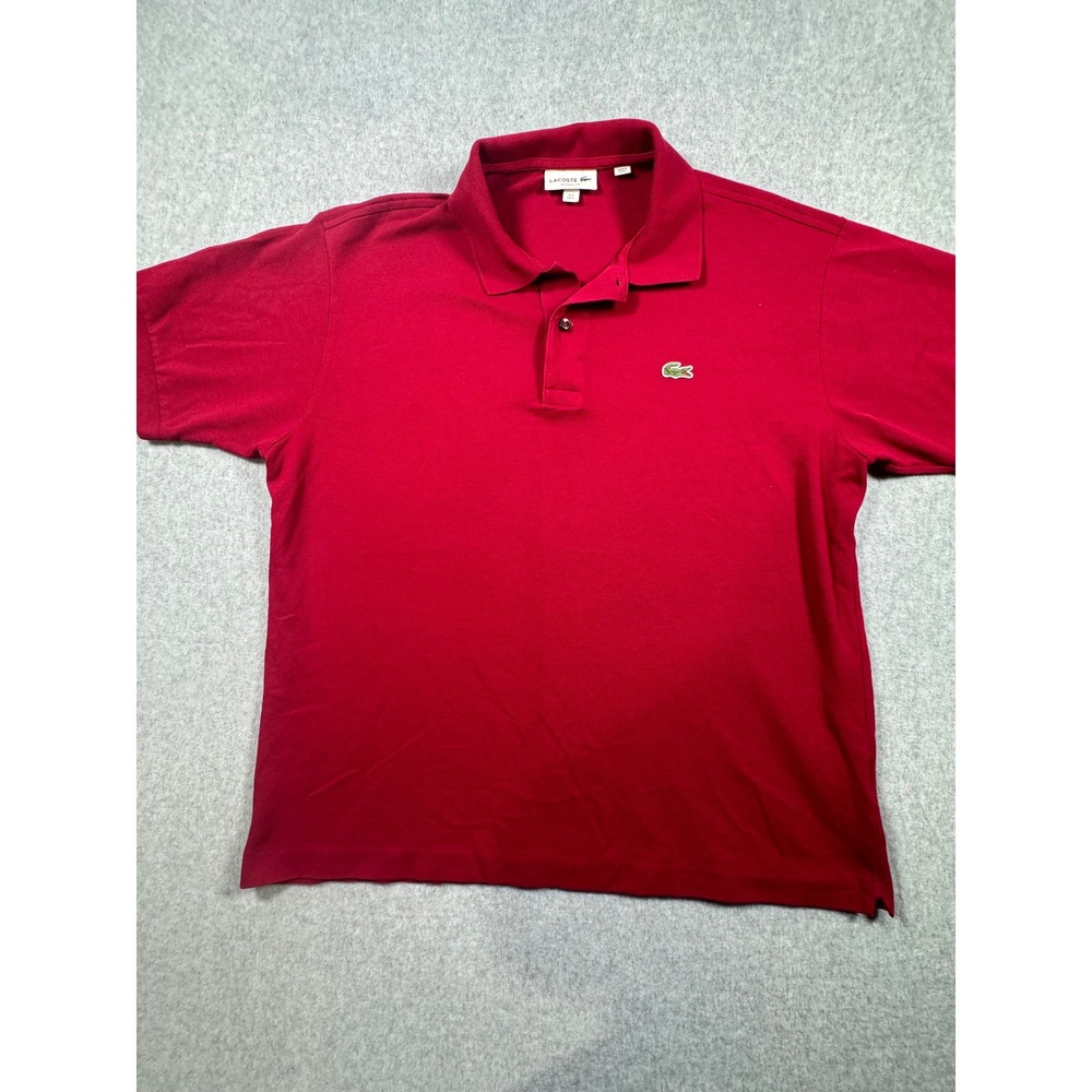 Lacoste Mens Classic Fit Polo Shirt Red Short Sleeve Cotton Pique Size US XL